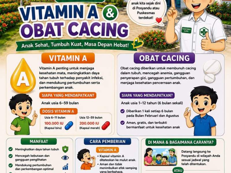 Bulan Agustus Pemberian Vitamin A & Obat Cacing